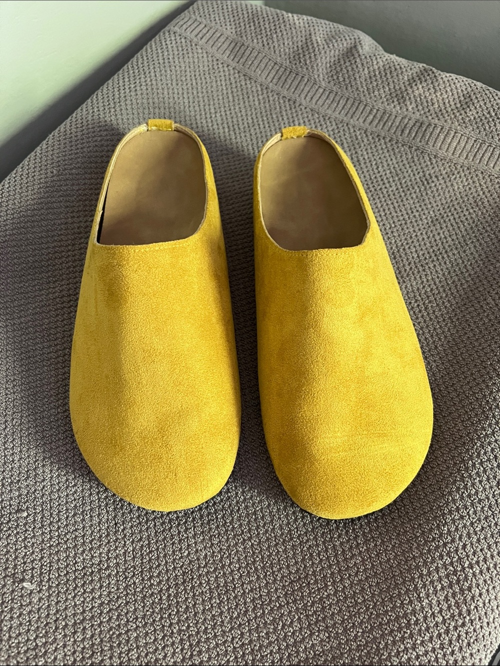 Yellow Suede Slip-On Clogs 9.5